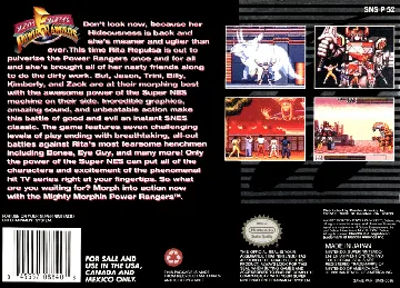 Mighty Morphin Power Rangers (USA) box cover back